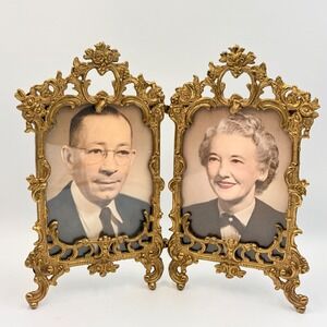 Antique Style Victorian Double Tabletop Frame Rococo Scrollwork Cast Iron Ornate